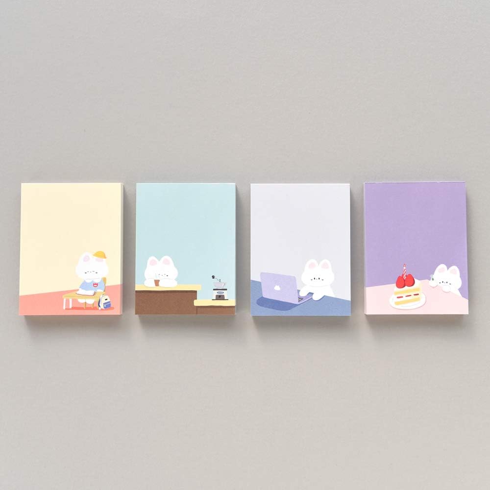 Monolike Memopad Memories design B SET - 4 Packs, 4 Different Designs, 100 Sheets Per Pad, Total 400 Sheets, Note pads, Writing pads, 3.15 x 4.17 Inches