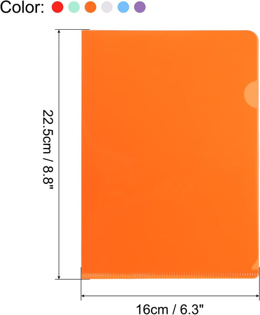 PATIKIL L Type Folders, 24 Pack A5 8.8 x 6.3 Plastic File Project Pockets Clear Paper Document Jacket Sleeve for Office, Multicolor