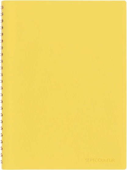 Maruman Septcouleur Grid Notebook- A5, 8.35" x 6.22", 100 Sheets / 200 Pages, 3mm Graph Paper Journal, Durable Rose Gold Wire-bound Spiral, Water Resistant Cover, Spicy Coral Pink, Made in Japan