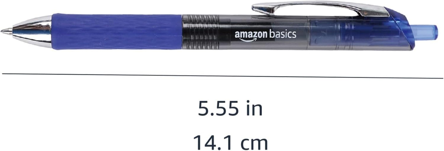 Amazon Basics Retractable Gel Pens, Fine Point 0.7mm, Smooth Writing, Assorted Colors, 12-Pack