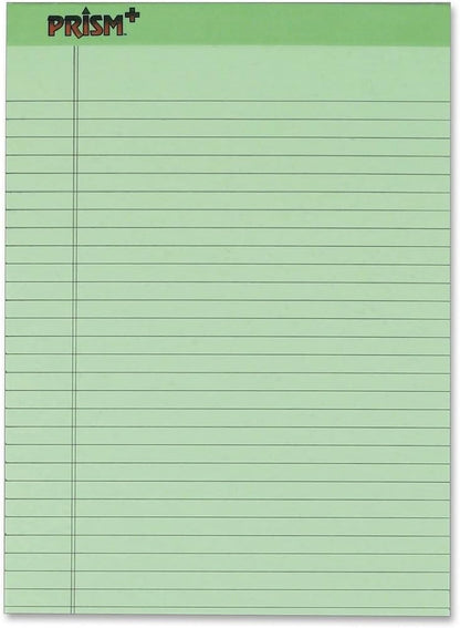Tops Prism Plus 100% Recycled Legal Pad, 8-1/2 x 11-3/4 Inches, Perforated, Green, Legal/Wide Rule, 50 Sheets per Writing Pad, 12 Pads per Pack (63190)