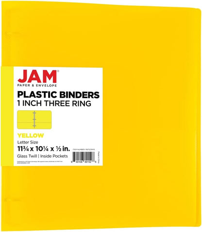 JAM PAPER Plastic 0.75 inch Binder - Clear 3 Ring Binder - Sold Individually