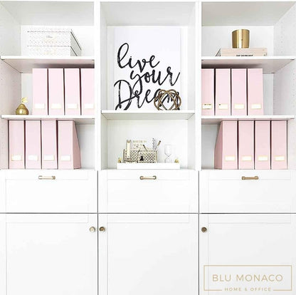 BLU MONACO Foldable Black Magazine File Holder | Set of 6 Cardboard Desk Organizer Boxes | Vertical Magazine File Holder | Standing File Holder | Office Classroom or Home