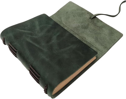 Leather Journal Writing Notebook - Genuine Leather Bound Daily Notepad for Men & Women Lined Paper 240 Kraft Pages, Handmade, Rustic Brown, 5 x 7 in
