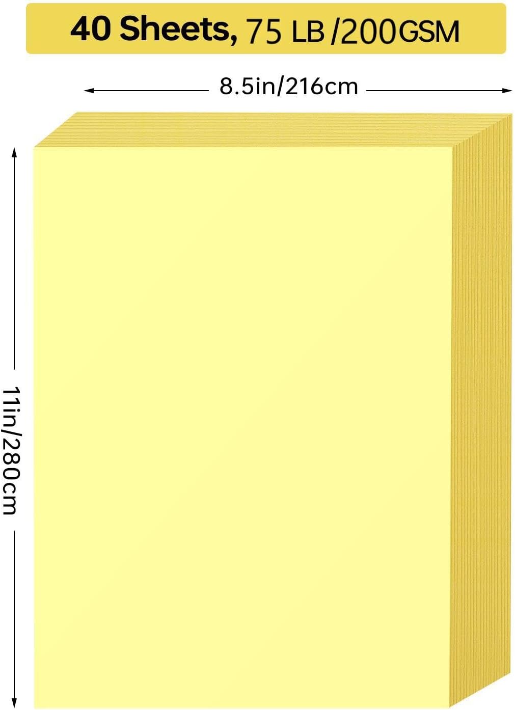 White Cardstock 8.5 x 11, 40 Sheets Card Stock, 75 LB/200 GSM Thick Copy Paper, Cardstock Printer Paper for School & Office Supplies, Art, Watercolo, Craft, Drawing, Invitations, Menus, DIY Cards