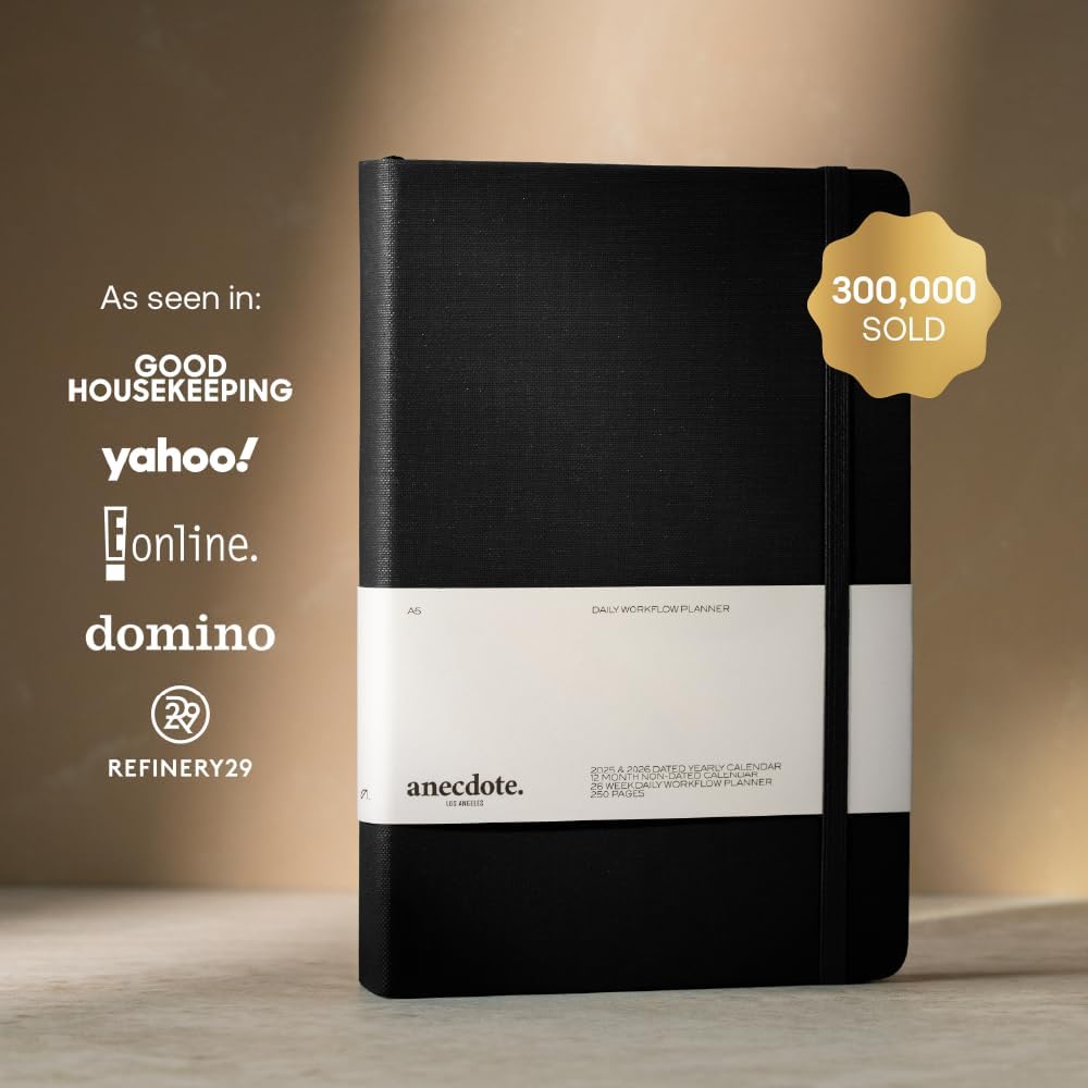 Anecdote Daily Planner w/ 2026-2027 Calendar | Start Anytime 26 Weeks Undated | 1 Page per Day | 8.5" x 5.2" | Hardcover To-Do List Organizer, Plan Your Success, Achieve Productivity Goals (Evergreen)