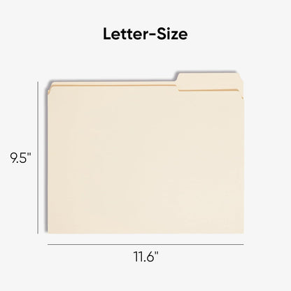 Smead File Folders Letter Size, Reinforced 1/3-Cut Tab, Assorted Positions, Letter Size, Manila Folders 8.5 x 11, 100 per Box (10334)