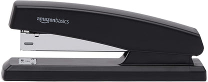 Amazon Basics Office Stapler with 1000 Staples, 25 Sheet Capacity, Non-Slip, Black, Home Office