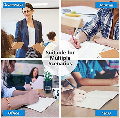 feela 90 Pack Kraft Notebooks Bulk, Lined Travel Journals Note Pad Notebooks for Men Women Girls Students, Making Plans Writing Memos Office School Supplies, A5, 60 Pages, 8.3” X 5.5”