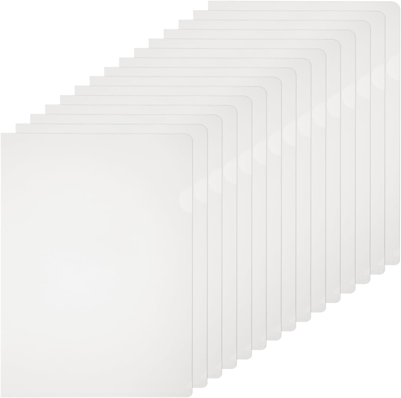 PATIKIL A4 Plastic Folders, 40 Pack Clear Folders L Type Project Pockets Paper Document Jacket Sleeves L Shaped Transparent for Documents Plastic Office File, 8.7x12.2in, Red