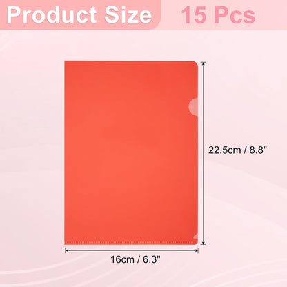 PATIKIL A5 Plastic Folders, 15 Pack Clear Folders L Type Project Pockets Paper Document Jacket Sleeves L Shaped Transparent for Documents Plastic Office File, 6.3x8.8in, Gray