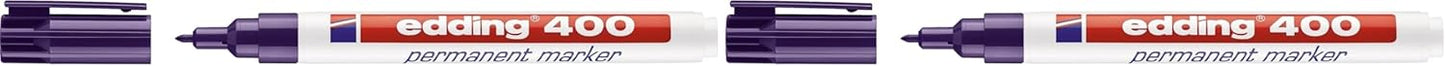 edding 400 Permanent Marker - Violet - 1 Pen - fine Round tip 1 mm - Waterproof, Quick-Drying, Smear-Proof pens - for Cardboard, Plastic, Wood, Metal, Glass and Fabric