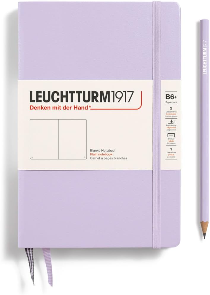 LEUCHTTURM1917 - Notebook Hardcover Paperback B6+ - 219 Numbered Pages for Writing and Journaling (Stone Blue, Ruled)