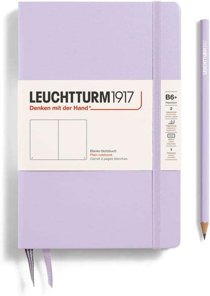 LEUCHTTURM1917 - Notebook Hardcover Paperback B6+ - 219 Numbered Pages for Writing and Journaling (Stone Blue, Ruled)