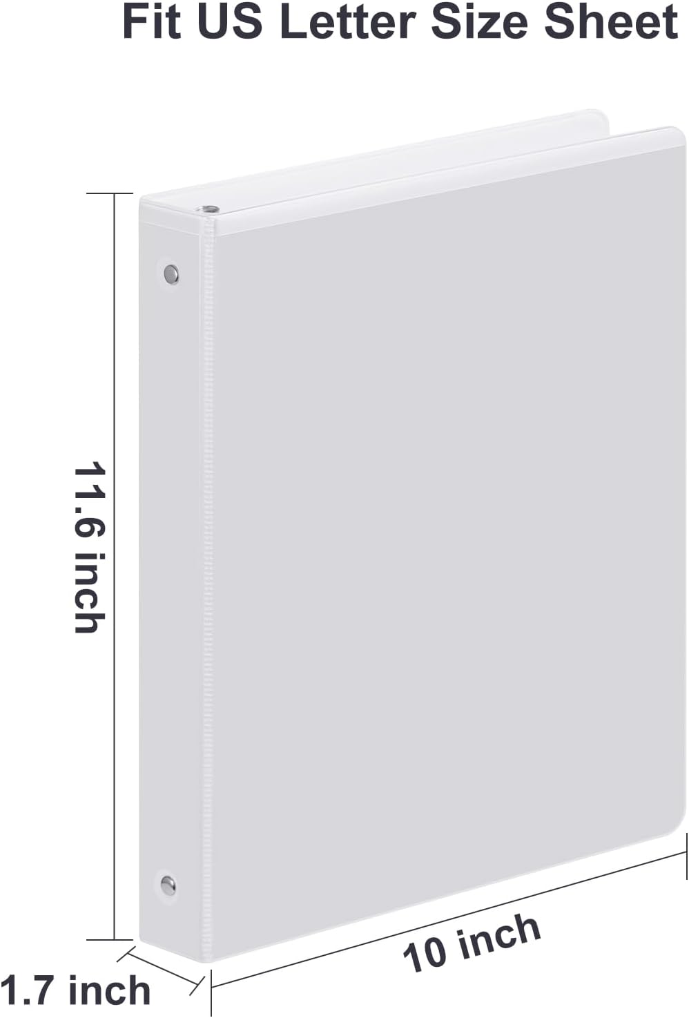 3 Ring Binder 1-1/2 Inch, ViVin Sturdy 1.5"-Round Ring Binder with 2 Interior Pockets, Clear View Cover, PVC-Free, Fits 300 Sheets of 8.5'' x 11'' Paper, Office Home School (6 Pack, White)
