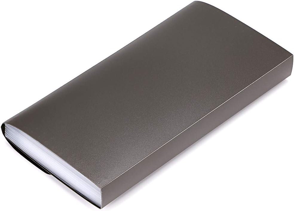 BTSKY 13 Pockets Expanding Check Bill File Folder-Hand-held Small Accordion File Folder Expandable Card Ticket Holder Plastic Business Document Organizer Wallet Case New Grey