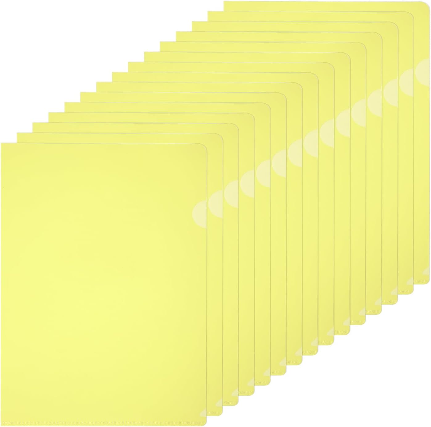 PATIKIL A5 Plastic Folders, 15 Pack Clear Folders L Type Project Pockets Paper Document Jacket Sleeves L Shaped Transparent for Documents Plastic Office File, 6.3x8.8in, Gray