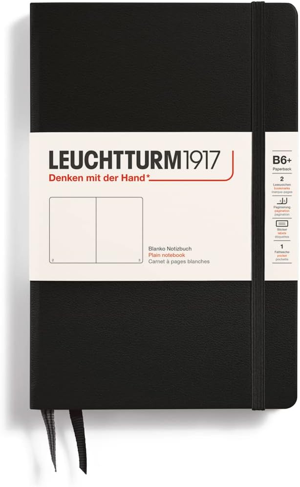 LEUCHTTURM1917 - Notebook Hardcover Paperback B6+ - 219 Numbered Pages for Writing and Journaling (Stone Blue, Ruled)