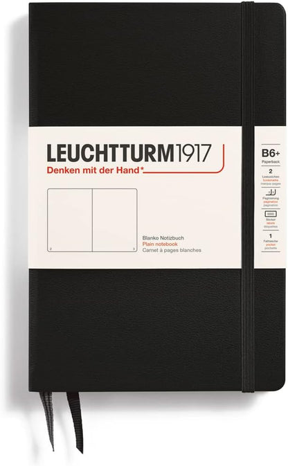 LEUCHTTURM1917 - Notebook Hardcover Paperback B6+ - 219 Numbered Pages for Writing and Journaling (Stone Blue, Ruled)