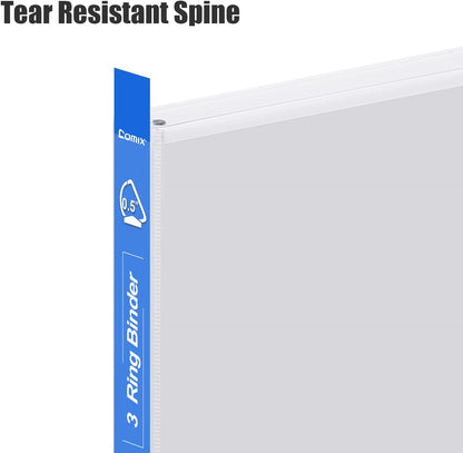 COMIX Heavy Duty Slant-D Ring View Binder, 1 inch 3 Ring Binders, Hold 225 Sheets of 8.5" x 11" Paper, 12 Pack (Black)