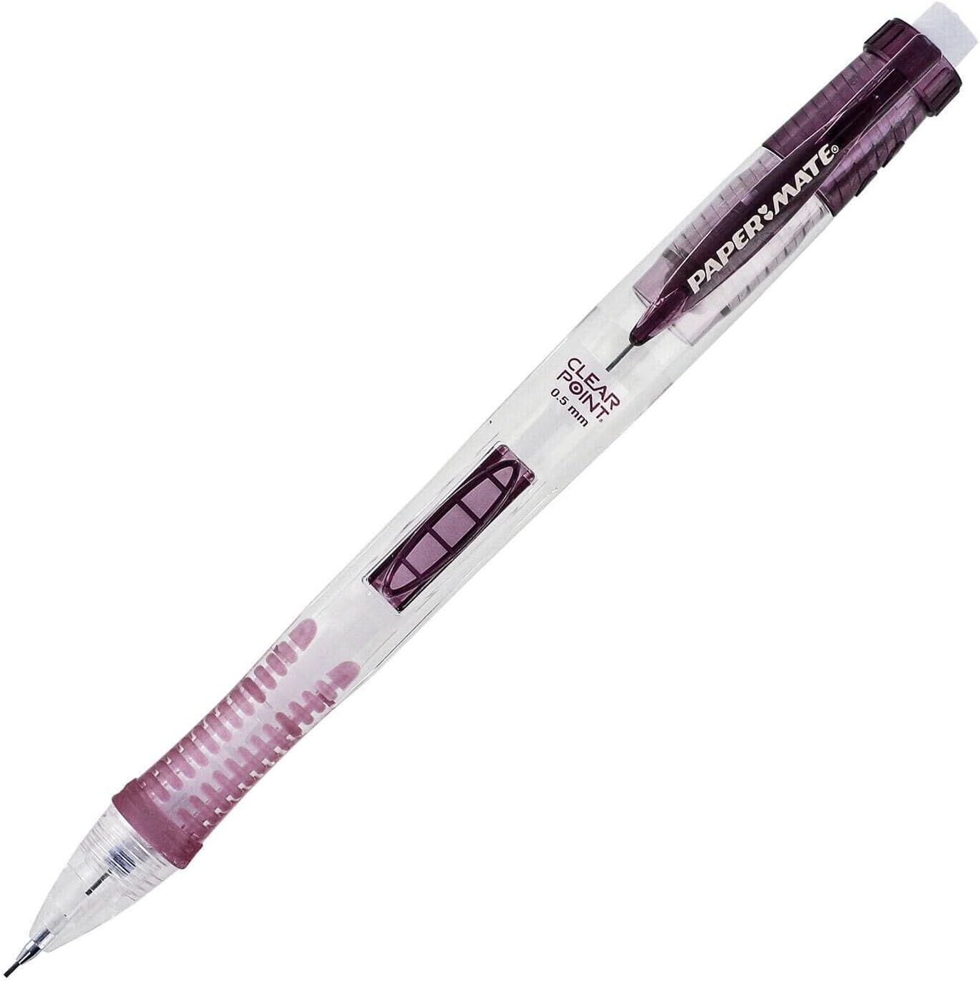 Paper Mate Clear Point Mechanical Pencil, 0.5mm, Rose Red Barrel, 12-Count