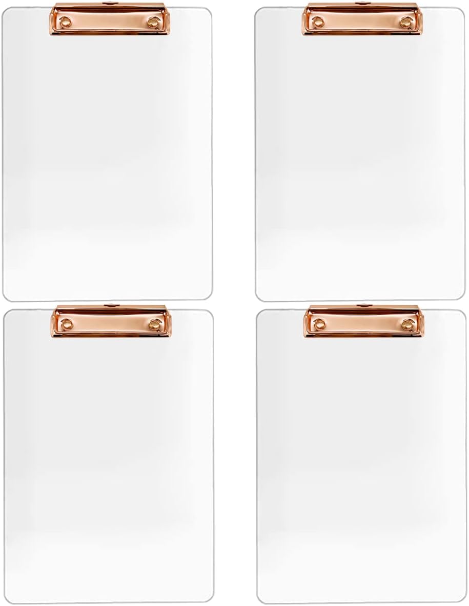 JIARI 2 Pack Clear Acrylic Office Clipboard A4 Letter Size 8.6" x 12.2" (Gold)