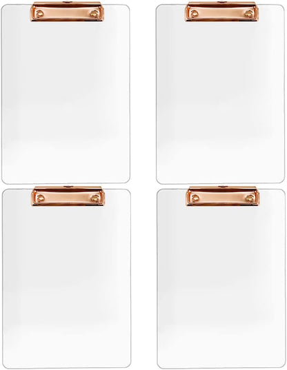 JIARI 2 Pack Clear Acrylic Office Clipboard A4 Letter Size 8.6" x 12.2" (Gold)