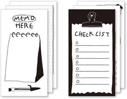 Monolike Memopad Memories design B SET - 4 Packs, 4 Different Designs, 100 Sheets Per Pad, Total 400 Sheets, Note pads, Writing pads, 3.15 x 4.17 Inches