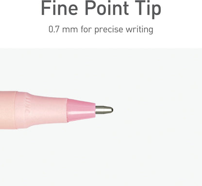 Pentonic Ballpoint Pens, 10 Count, Frosted Pale Gray Barrel with Black Ink, 0.7 mm Fine Point, Smooth Writing For Journaling & Note Taking (PEN13086)