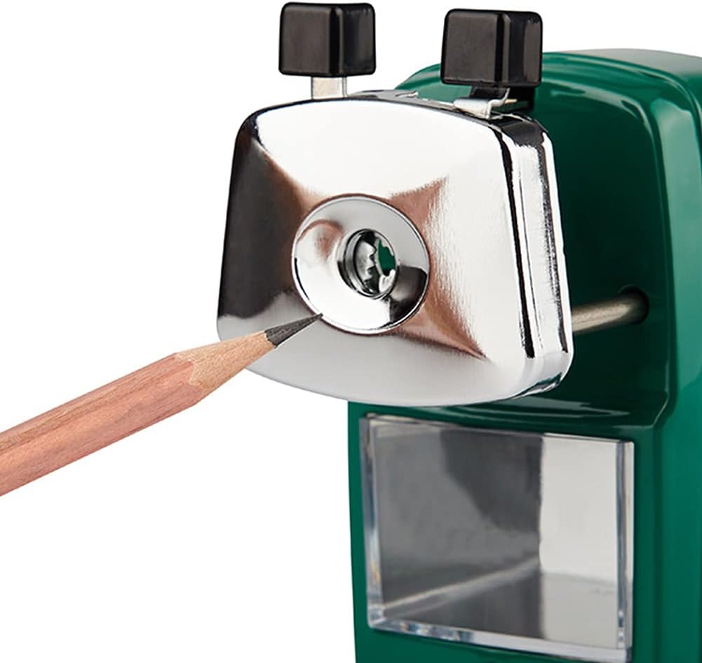 Pencil Sharpener, School Office Manual Desktop Sharpener for Standard and Jumbo Pencils, Pencil Sharpener Metal Manual Crank for Classroom, Home and Art(Color:Red)