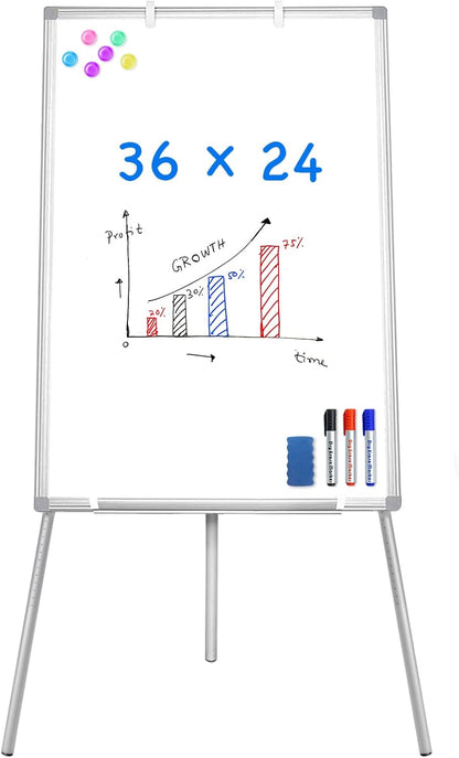 Easel Whiteboard - Magnetic Portable Dry Erase Easel Board 36 x 24 Tripod Whiteboard Height Adjustable Flipchart Easel Stand White Board for Office or Teaching at Home & Classroom (Black)