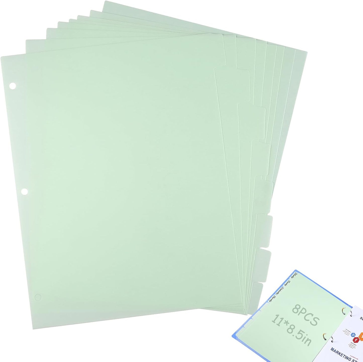 8Pcs 3 Ring Black Binder Dividers with 8 Tabs,A4 Sturdy Plastic Dividers Aesthetic Dividers for Binder,Insertable Black Binder for Office Homework Notebook Binder Page Supplies
