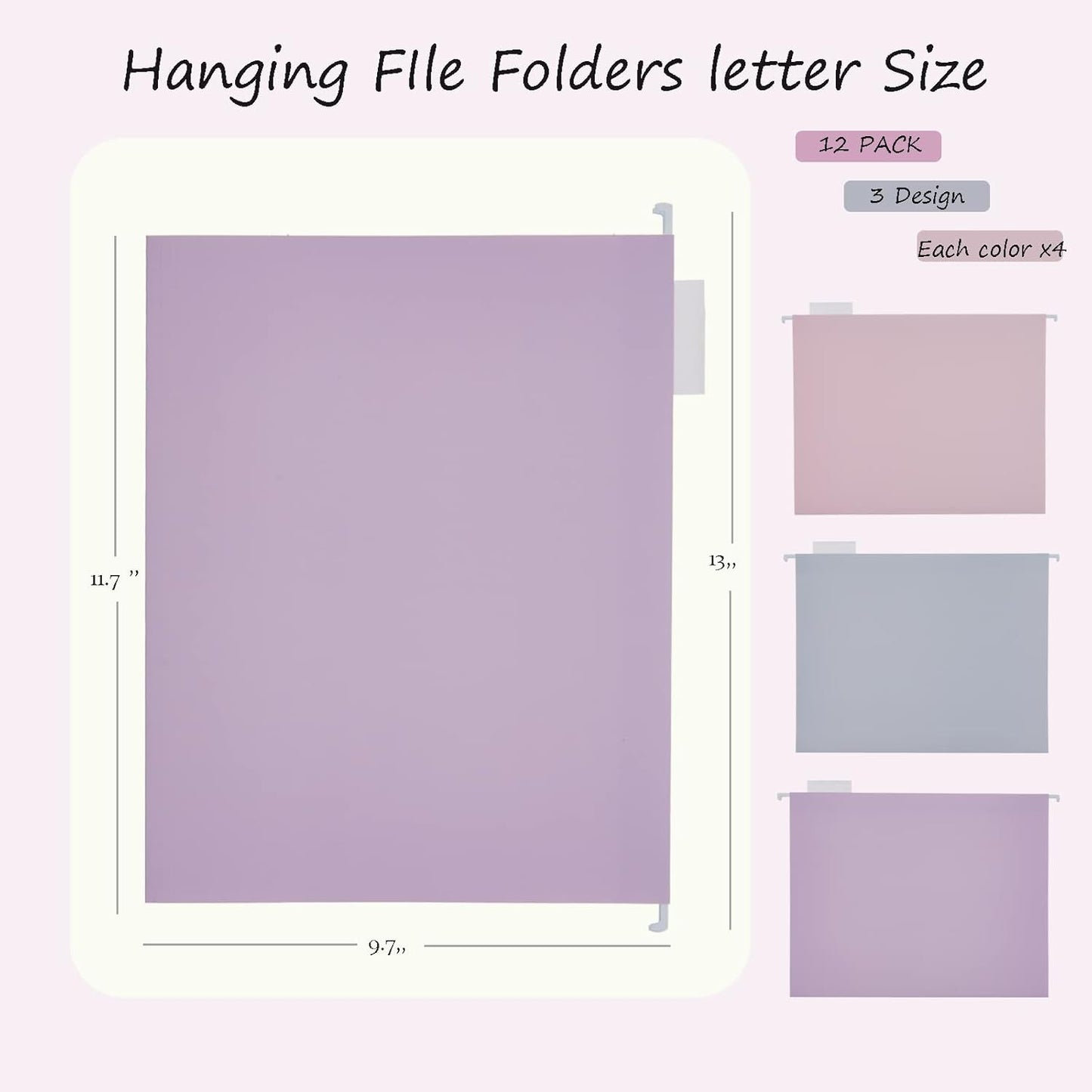 6 Pack Hanging Folder File Cabinet Organizer Letter Size 1/5 Cut Adjustable Label Decoration Home Office School Classroom, Green