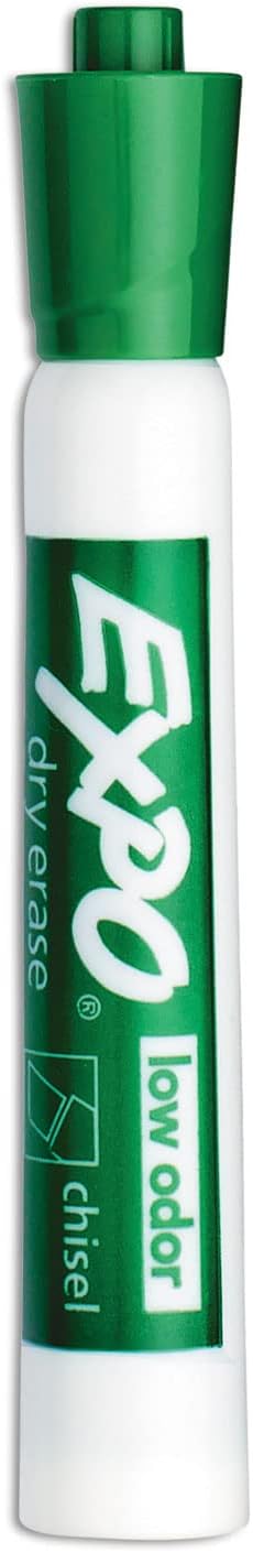 EXPO Dry Erase Markers, Low Odor Ink, Green, Chisel Tip, 12 Count - Whiteboard, Calendar, Organization, Essential Supplies for Office, School, Classroom, Teachers