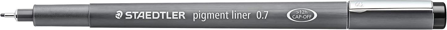 Staedtler Pigment Liner Pack, Black, 8 Pens, Assorted Line Widths, 0.05mm, 0.1mm, 0.2mm, 0.3mm, 0.5mm, 0.8mm, 1.0mm, 1.2mm