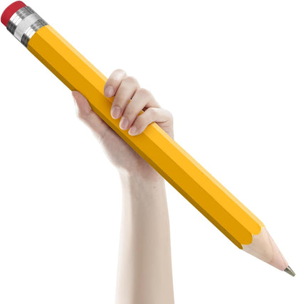 2 Pack Wooden Jumbo Pencil for Prop Gifts Decor 14 Inch Funny Big Novelty Pencil with Cap Yellow