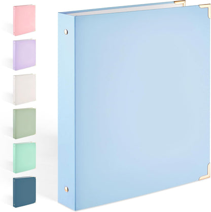 Sooez 3 Ring Binder with Metal Corners, Cute 1 Inch Binders Fits 175 Sheets of Paperwork, Three Ring Recipe Binder with Pocket for Women School Home Office Supplies, Letter Size 8.5" x 11", Dark Blue