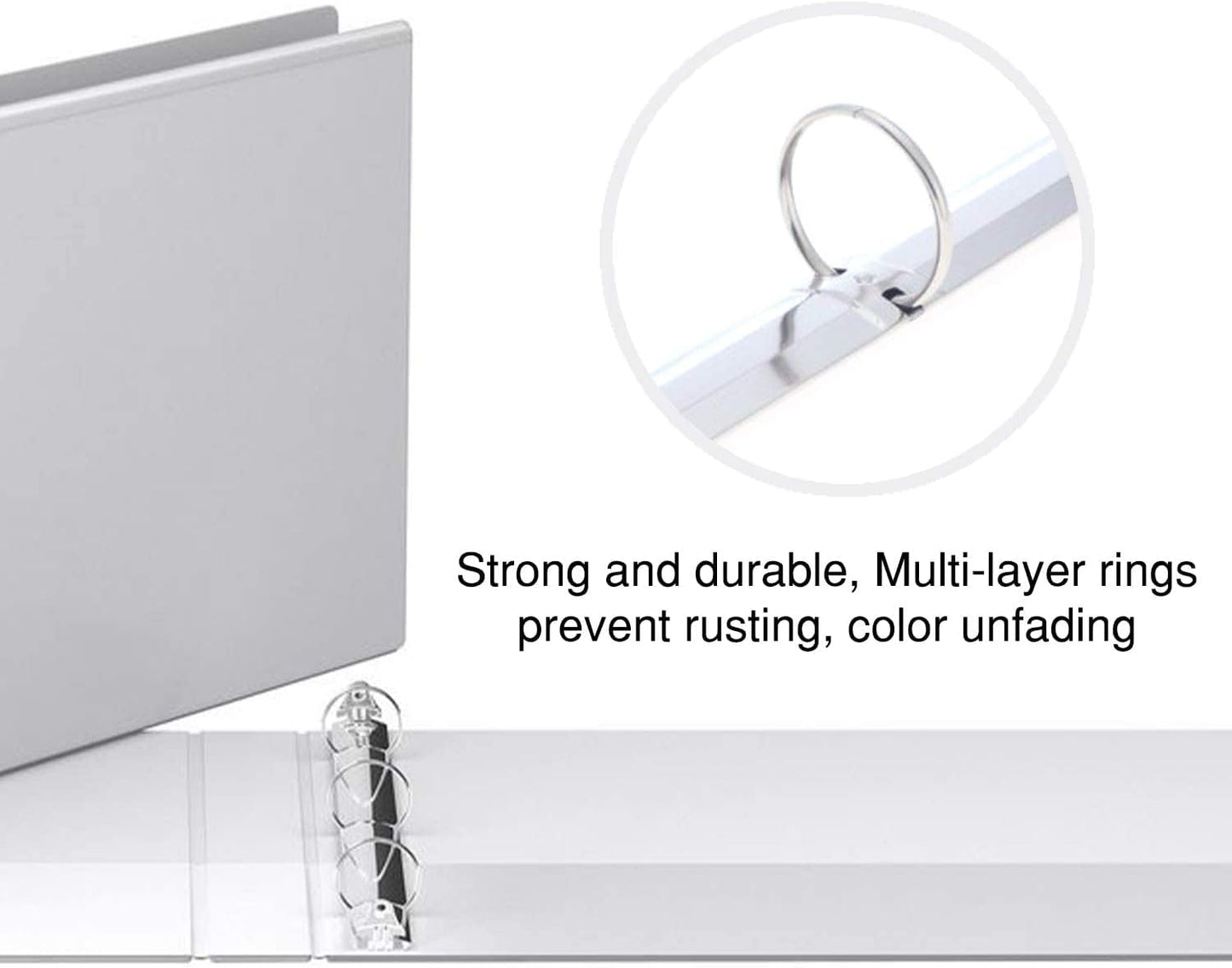 4 Pack of 8.5" X 11" Landscape View Binder, 3-Ring 1-Inch Capacity Round Ring, White Horizontal Formatted with Clear Cover Pockets, Perfect for Documents, Spreadsheets, Projects and More