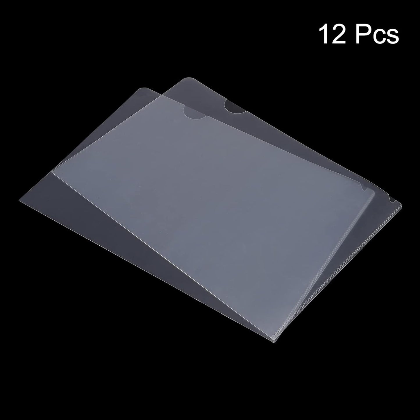 PATIKIL L Type Folders 12 Pack A4 Plastic File Project Pockets Clear Paper Document Jacket Sleeve for Office, Yellow