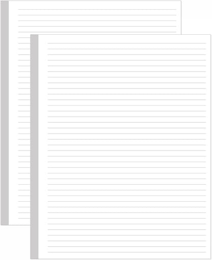 Unpunched Line Paper - 100 Sheets/200 Pages Loose Leaf Paper Line Refills, Letter Size, 100gsm, White, 8.5" x 11"