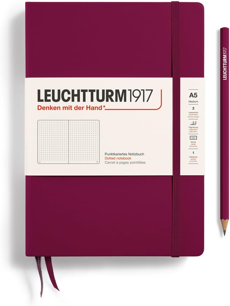 LEUCHTTURM1917 - Notebook Hardcover Medium A5-251 Numbered Pages for Writing and Journaling (Navy, Ruled)