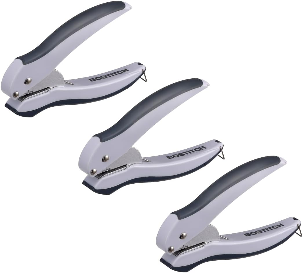 Bostitch Office EZ Squeeze One-Hole Punch, 10 Sheet Capacity, Lightweight, Gray/Blue (2402)