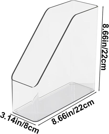 Vertical Magazine File Holder, Clear File Organizer Desk Organizer and Storage Bins Holding for Magazines, Binders, Notebooks, Envelopes, Plastic Office Organization and Storage for Desk