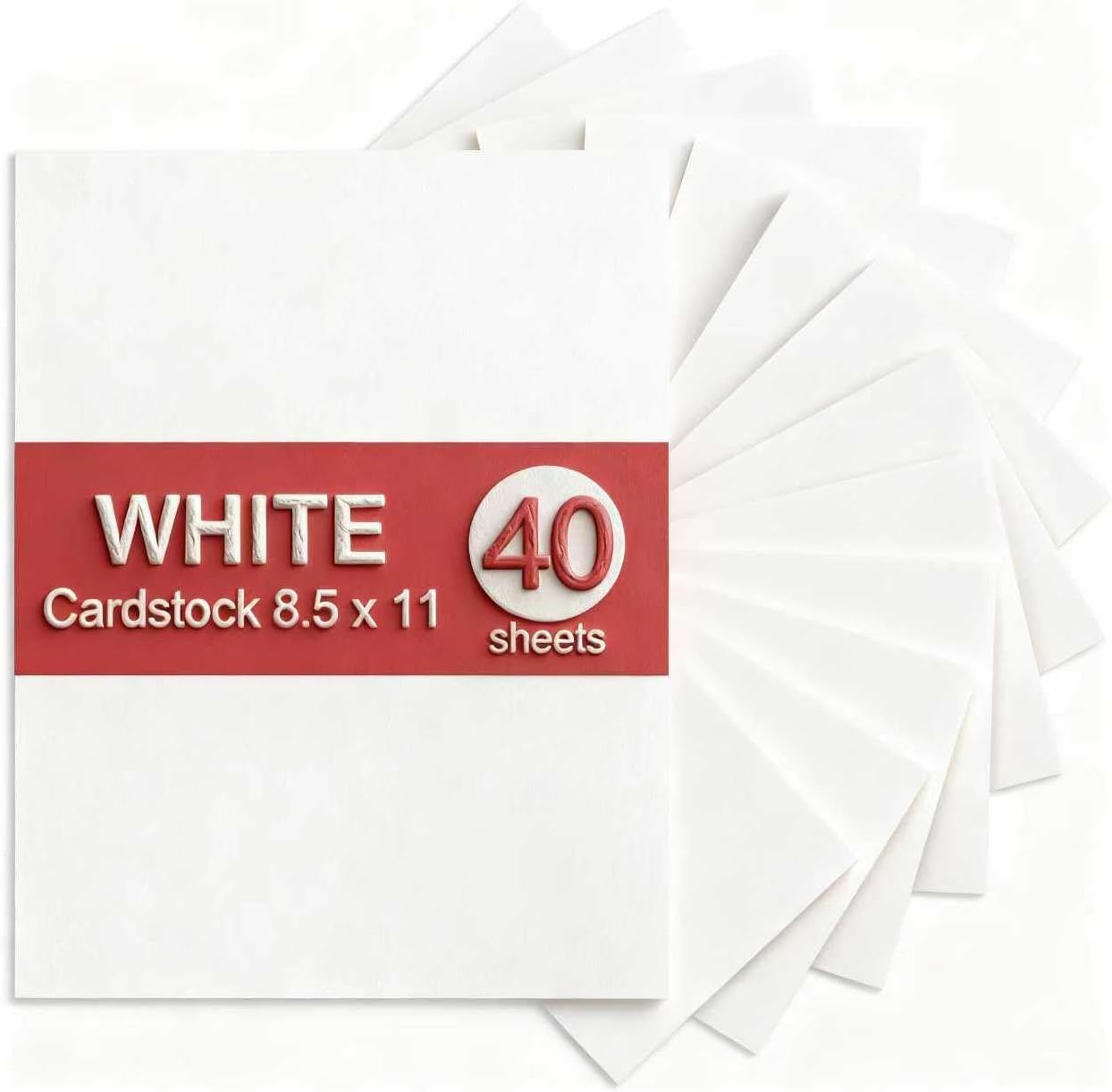 White Cardstock 8.5 x 11, 40 Sheets Card Stock, 75 LB/200 GSM Thick Copy Paper, Cardstock Printer Paper for School & Office Supplies, Art, Watercolo, Craft, Drawing, Invitations, Menus, DIY Cards