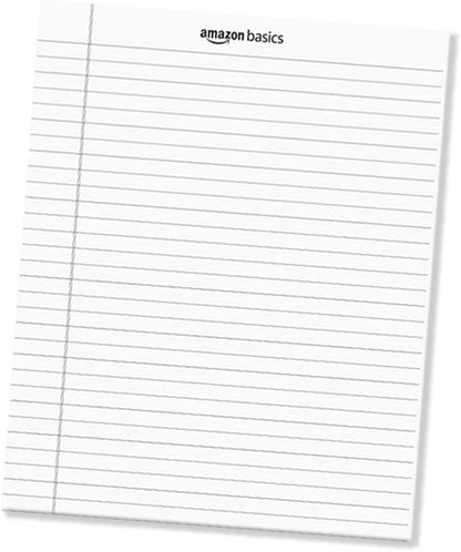 Amazon Basics Wide Ruled Lined Writing Note Pads with Sturdy Back, 8.5" x 11.75", Multicolor, 6-Pack, 300 Sheets, Perforated