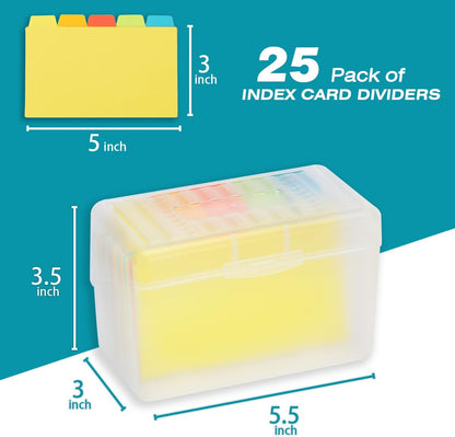 H4D Index Card Holder 3x5 Inches with 25 Plastic Dividers, Black