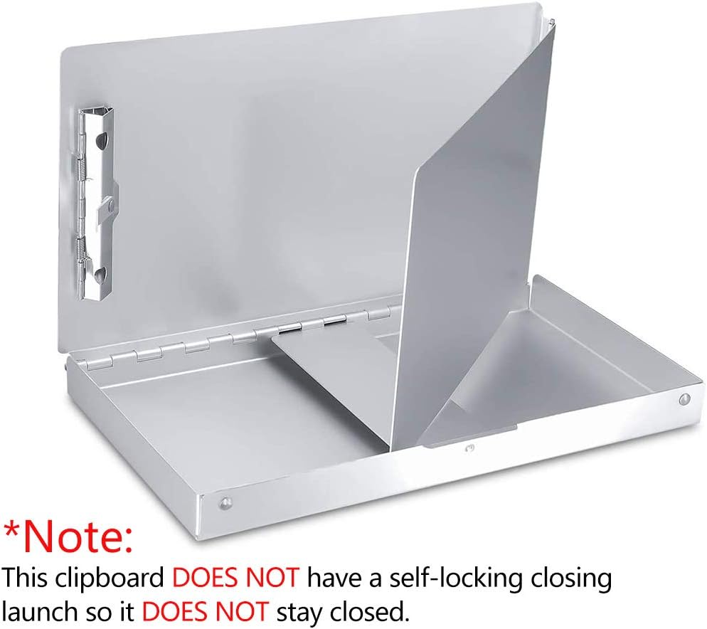 Sunnyclip Aluminum Clipboard with Storage (Letter Size), Metal Recycle Form Holder Portfolio Binder with Clip Inside Posse Box, for Office Business Medical Professionals Stationer