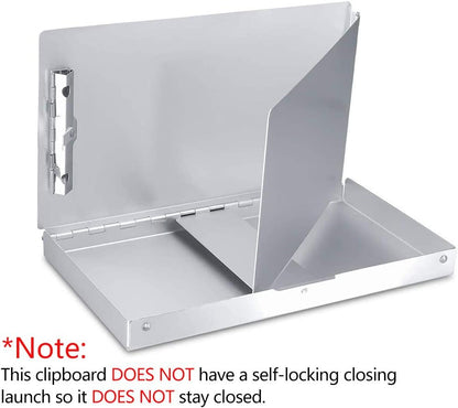 Sunnyclip Aluminum Clipboard with Storage (Letter Size), Metal Recycle Form Holder Portfolio Binder with Clip Inside Posse Box, for Office Business Medical Professionals Stationer