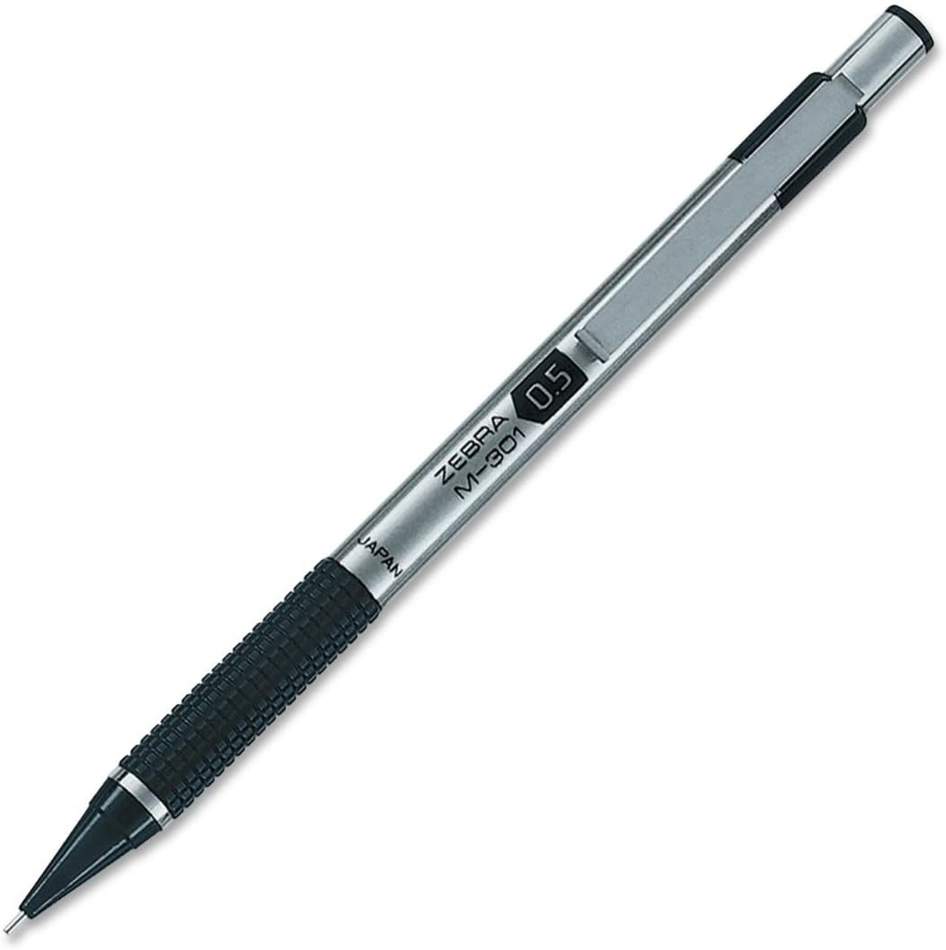 Zebra Pen M-301 Mechanical Pencil, Stainless Steel Barrel, Fine Point, 0.5mm, Black Grip, 1-Pack (54011)