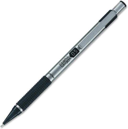 Zebra Pen M-301 Mechanical Pencil, Stainless Steel Barrel, Fine Point, 0.5mm, Black Grip, 1-Pack (54011)